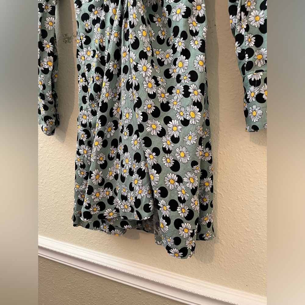 Sandro Green Floral Twist-Front Mini Dress - Picture 5 of 14